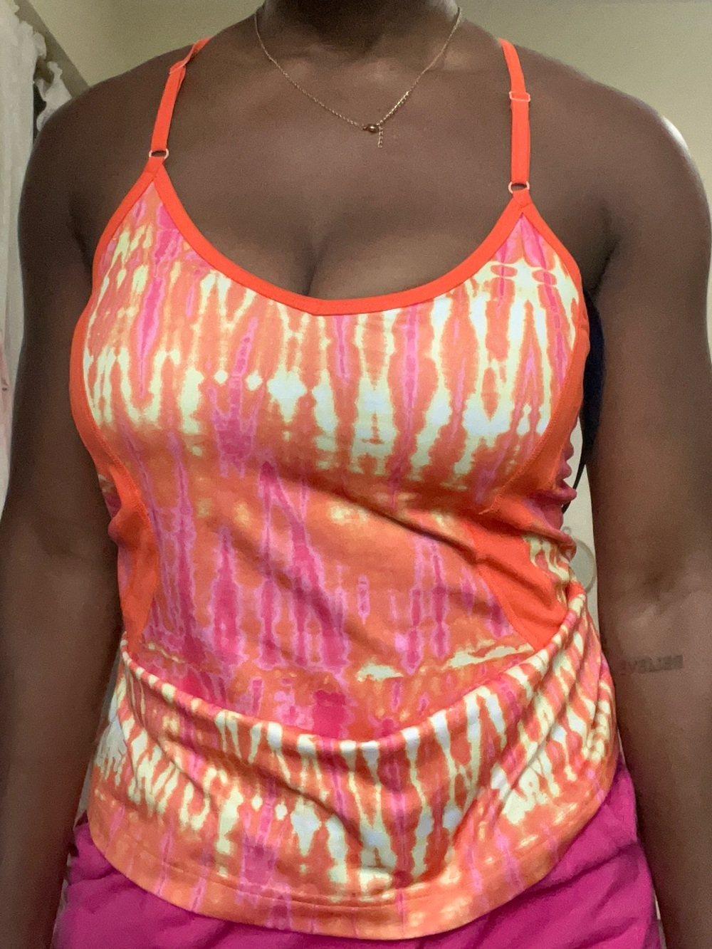 Fila Orange & Pink Tie-Dye Adjustable Cami